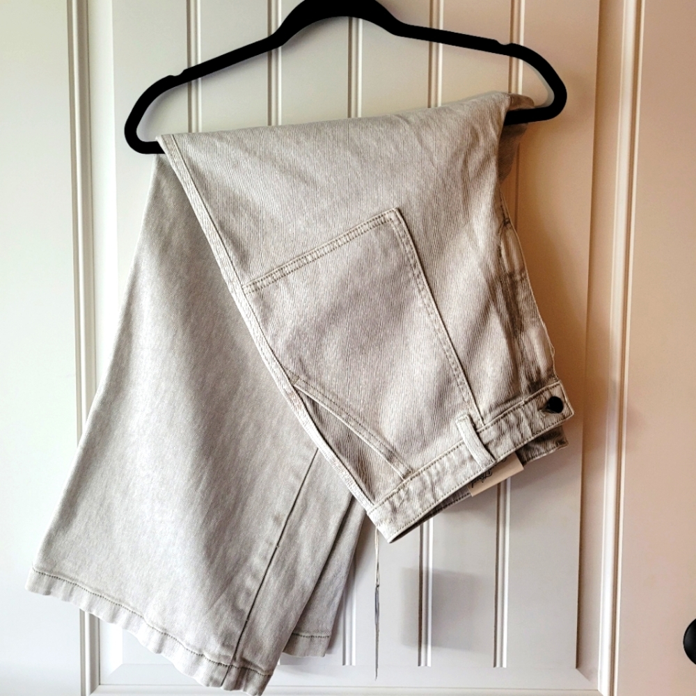 Wide Leg High Rise Cream Pants